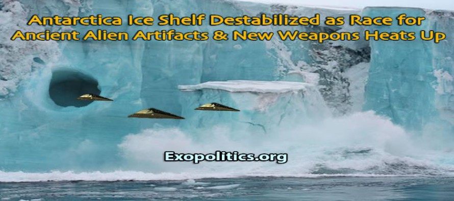 Antarktický šelfový ledovec destabilizován, protože se rozhořel závod o prastaré mimozemské artefakty a nové zbraně; Vojenské základny na Antarktidě